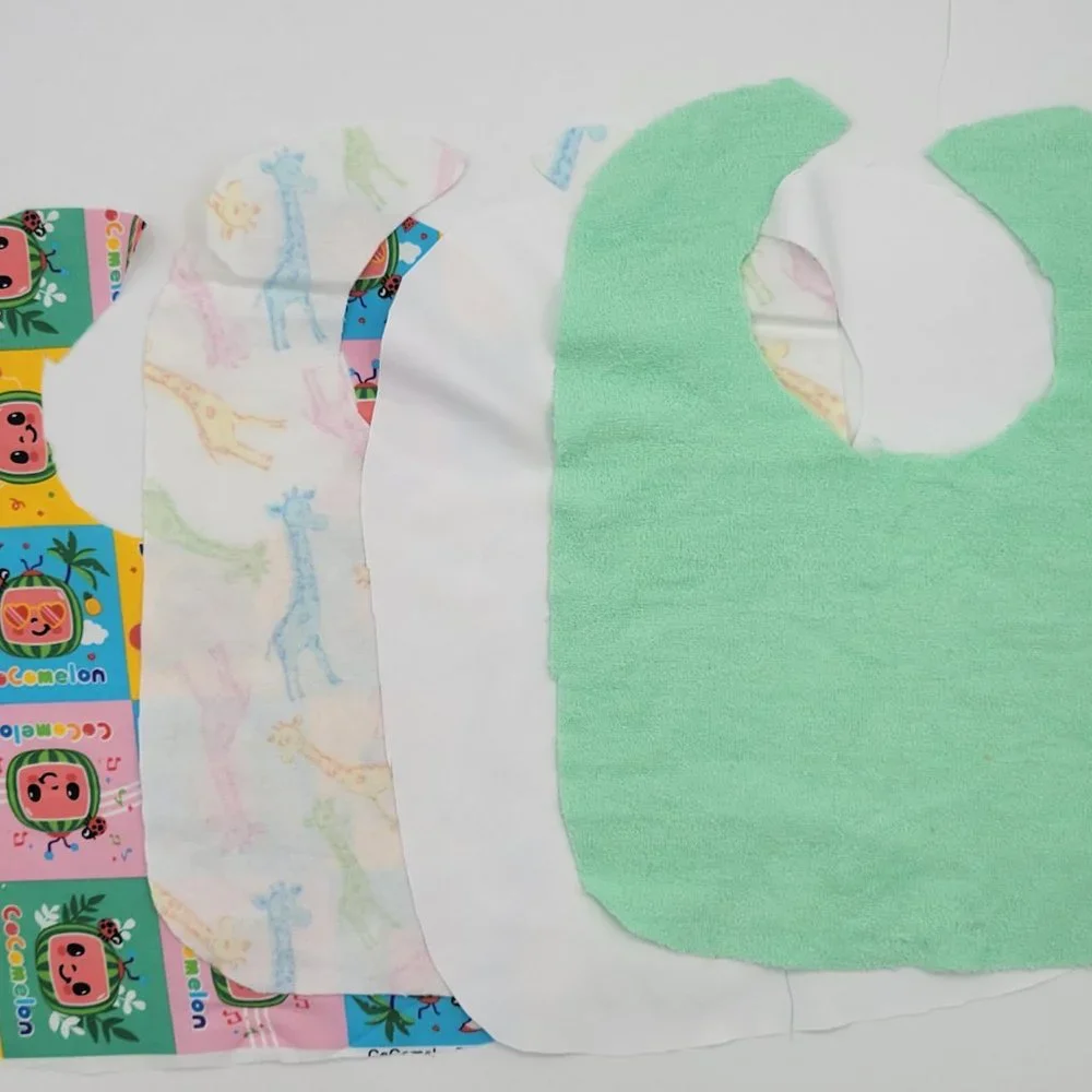 Handmade Watermelon/Lady bug print Toddler Bright Drool bib 12Wx14L.